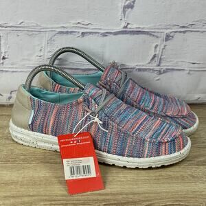 Hey Dude Wendy Sox Sunset Pink Slip On Shoes Women's Size 9 Multicolor NWT